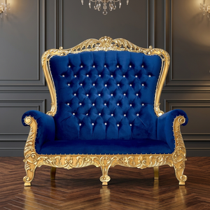European Royal Ball Chair High Back Velvet Tufted <b>Sofa</b> Bed with Midcentury Design <b>Gold</b> Leaf Wooden Frame for Living Room Bedroom - Product Image 2