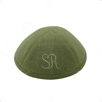 Kippa en lin personnalisée DLS en gros, broderie monogramme, initiales, bonnet juif OEM ODM pour Bar Mitzvah, mariages, cadeaux religieux