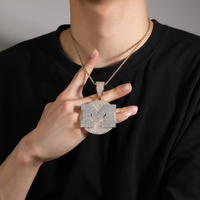 Bijoux hip-hop pour hommes pendentif personnalisé AAAAA CZ lettre plaqué rhodium pendentif grand cercle rappeur nom initial glacé