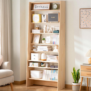 <b>Solid</b> <b>wood</b> bookshelf, wall-mounted shelf, floor-standing, multi-tiered, simple storage for office, living room, home, and - Product Image 1