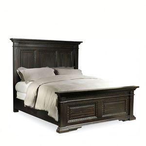 Lit double de style campagnard américain, sur mesure, pour chambre à coucher, lit de mariage de luxe, meubles en bois massif - Product Image 3