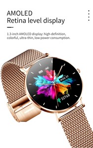T8 โปรสมาร์ทวอทช์อัลตร้าธินผู้ชายผู้หญิง 1.3 นิ้วหน้าจอ AMOLED เครื่องวัดอัตราการเต้นของหัวใจเพลงบลูทูธนาฬิกาข้อมือสมาร์ทวอทช์ - Product Image 3