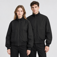 Blouson Bomber Unisexe Hydrofuge Col Montant Fermeture Éclair Manches et Ourlet Côtelés Coupe Ample Vêtement d'Extérieur Décontracté Vente en Gros