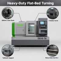 Torno Horizontal CNC de Trabajo Pesado con Sistema GSK, Modelo CK6140, con Recorrido del Eje Z de 750 mm, Alta Precisión, 2 Ejes