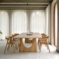 Fauteuil de Salle à Manger en Bois de Chêne PU, Style Scandinave Wabi-Sabi, Structure Mortaise et Tenon, Chaise à Dossier