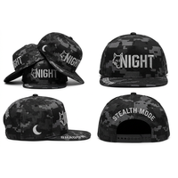 Casquette Snapback Night Wolf avec broderie 3D, visière plate, confortable, réglable, style streetwear décontracté pour hommes et femmes