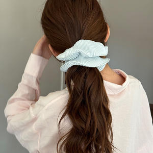 Élastique à cheveux plissé style coréen pour femme, grande taille, nouvelle collection 2026, haute élasticité, durable, FQ1505, rétro - Product Image 1