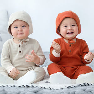 Rompers de Algodón Tejido para Bebés Recién Nacidos, Niños y Niñas, con Gorros, para Otoño y Primavera - Product Image 4