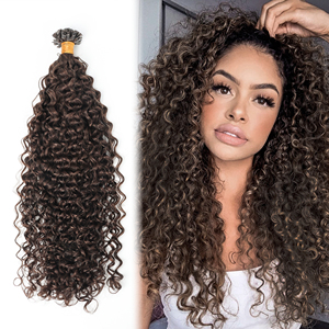 Pointe de kératine Extensions de cheveux humains vierges naturels bouclés K Tip Extensions de cheveux cinq étoiles - Product Image 3