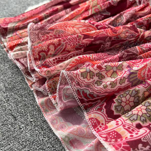 Robe longue à col montant en maille à manches longues à volants imprimée à <span class=keywords><strong>taille</strong></span> unique, robe ample à manches lanternes, robe longue à volants - Product Image 5