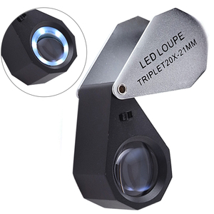 แว่นขยายคุณภาพสูง 10x ถึง 30x สำหรับช่างอัญมณี ไฟ LED 6 ดวง เลนส์ทริปเล็ต 21 มม. กรอบสีดำ แว่นขยายสำหรับงานจิวเวลรี่ นักสะสม และช่างซ่อมนาฬิกา - Product Image 2