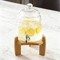 Distributeur de boissons en verre écologique classique, verre transparent de qualité alimentaire, 3,8 L, 5,8 L, distributeur de jus avec support et robinet pour la cuisine