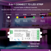 C206B 4 Zone MESH Remote Group & Sync Tuya Smart 5 en 1 Controlador Cambio de color Música Decoración Rgbwc Controlador de luz LED