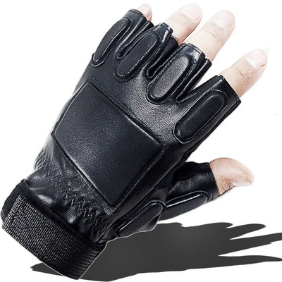 Кожаные перчатки на полпальца из овечьей кожи, мужские спортивные замшевые перчатки для вождения и фитнеса с пальцами
