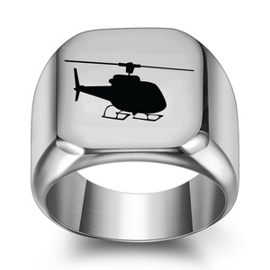 Helicopter <b>Titanium</b> Steel Ring 18MM Square Unisex Fashion Jewelry Gift - Product Image 3