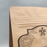 Papel Kraft PLA Bolsa reciclable biodegradable Papel Kraft de fondo plano resellable Bolsa de café lateral de ocho lados