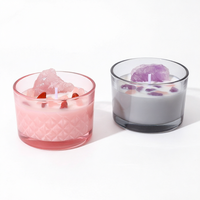 Bougie parfumée en pot de cristal avec pierres précieuses colorées, bougie d'aromathérapie, cadeau romantique mignon, vente en gros