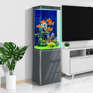 2026 New Model Small Floor-standing Household Goldfish Tank Living Room Ultra-clear Glass Vertical Square Ecological <strong>Aquarium</strong> - Product Image 5