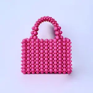 Wholesale Luxury Ladies Evening Handbags Pearl Beaded Tote Bags Girls Wedding Party Pearl Basket Bag Clutch Purse