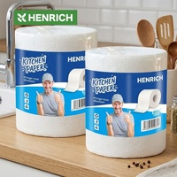 Rouleau de papier essuie-tout jetable 2 plis en pâte de bois vierge absorbante, doux et économique, pour le nettoyage de l'eau et de l'huile dans la restauration et la cuisine domestique