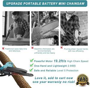 <span class=keywords><strong>Mini</strong></span> <span class=keywords><strong>Motosierra</strong></span> de 6 Pulgadas con 2 Baterías, Motosierras Inalámbricas con Bloqueo de Seguridad, <span class=keywords><strong>Motosierra</strong></span> Pequeñ<span class=keywords><strong>a</strong></span> de Mano para Cortar Madera y Árboles - Product Image 5