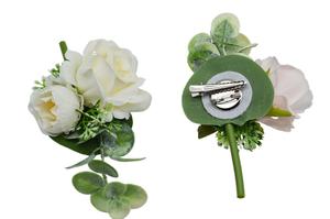 Coshinerose fiore artificiale rosa blu corpetto da sposa pinza Pin Boutonniere per gli uomini - Product Image 2