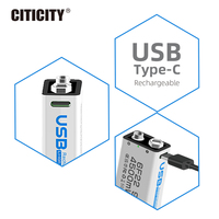 CITICITY Baterai Isi Ulang Li-ion 9V 4-Pack 9V 400mAh 1200 siklus Untuk Detektor Alarm Asap Daya Tahan Siklus Panjang