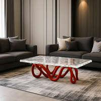 JingYue table élégante transparente personnalisée en résine de luxe meubles fabriqués à la main pour les espaces commerciaux hôtels salons