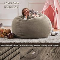 Sillón Moderno Tipo Puff Caterpillar con Funda Extraíble y Lavable, de Pana Suave, con Gran Espacio de Almacenamiento para Juguetes, Ideal para Niños