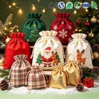 Pochette cadeau en coton écologique OEM/ODM, sac de shopping personnalisé avec logo, sac en toile à cordon pour emballage cadeau de Noël