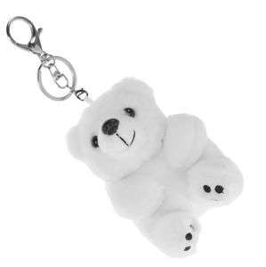 Cadeaux promotionnels bon marché, porte-clés en peluche douce personnalisés en forme d'ours <span class=keywords><strong>polaire</strong></span> blanc - Product Image 1