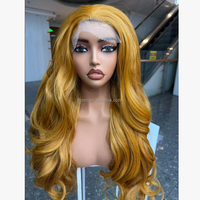 Perruque Lace Front Synthétique 5x5 en Fibre Haute Température Résistante à la Chaleur, Ligne de Cheveux Naturelle, Sans Colle, 24 Pouces, Ondulée, Châtain Foncé, avec Frange