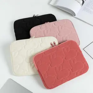 Quality Korean Ins Style Soft Cotton Puffy Protective Case Laptop Cover Padded Laptop Sleeve Shockproof Thin Pink Laptop Bag