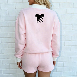 Conjunto de Sudadera y Pantalones Cortos de Cuello Alto Personalizados para Mujer, de Felpa Suave/Felpa Francesa, Oversize, de Algodón - Product Image 2