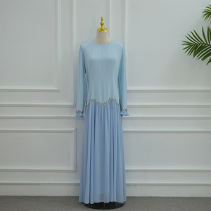 Nouvelle Robe Modeste 2026 avec Grand Volant à Volants, Chaîne de Taille en Cristal, Robe de Soirée É<span class=keywords><strong>l</strong></span>égante, Abaya à Nouer au Dos pour Femme Musulmane - Product Image 2