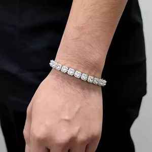 Moissanite Square Cut Diamond Tennis Bracelet 925 Sterling Silver Iced Out Hip Hop Classic Sparkle Jewelry Gift <b>for</b> Women <b>Men</b> - Product Image 3