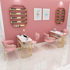 Muebles de Salón para Manicura, Mesa de Manicura Moderna y Lujosa de Metal y Hierro para Dormitorio o Sala de Estar - Product Image 3
