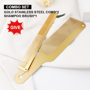 <span class=keywords><strong>TONI</strong></span>&<span class=keywords><strong>GUY</strong></span> BFC-1121 Peigne réglable personnalisé avec logo, en acier inoxydable doré, brosse à barbe à tête plate, pour la coupe de cheveux, style mode, salon - Product Image 2