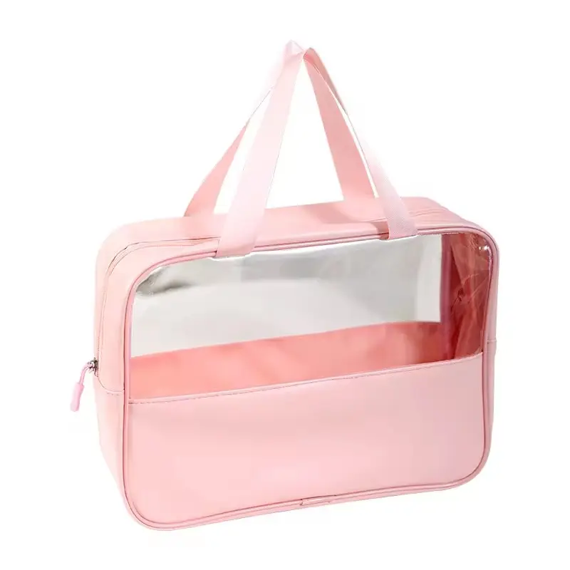 Hot Selling Small Clear Plastic Tote Waterproof Transparent Handbag Purse Makeup Cosmetic Toiletry Organizer Bag