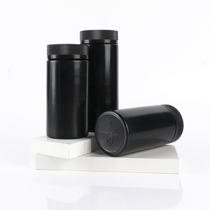 Bouteille en plastique HDPE noire de 100 ml, 150 ml, 200 ml, contenant de pilules, pot à vitamines avec bouchon à déchirer, logo de couleur personnalisé - Product Image 1