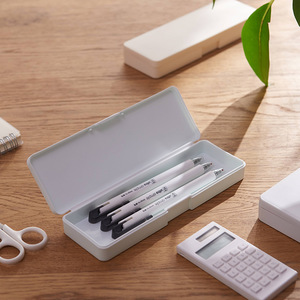 Pencil Case Frosted Plastic PP 18L Solid Color Covered Stationery Storage Box for Students Office Use - Product Image 3