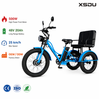 Vélo électrique à 3 roues avec siège large et moteur avant, tricycle électrique pliable avec siège passager