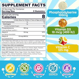 Gomitas de Fosfatidilserina 100mg con Vitamina C <span class=keywords><strong>y</strong></span> D3 <span class=keywords><strong>para</strong></span> Niños, Suplemento <span class=keywords><strong>para</strong></span> <span class=keywords><strong>la</strong></span> <span class=keywords><strong>Memoria</strong></span> <span class=keywords><strong>y</strong></span> el Enfoque, Aumenta <span class=keywords><strong>la</strong></span> Atención <span class=keywords><strong>y</strong></span> <span class=keywords><strong>la</strong></span> Concentración - Product Image 5