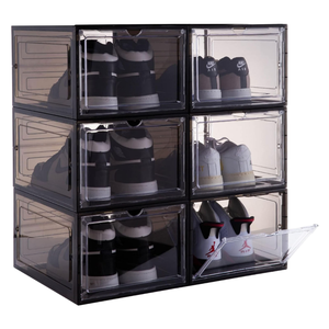 Boîte de rangement à chaussures empilable en plastique transparent Lavinia pour placard, organisateur de chaussures pliable, conteneur à baskets, support de rangement - Product Image 4