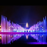 Fontaine musicale extérieure personnalisée avec lumières LED laser, construction en acier inoxydable, design de luxe pour hôtels et événements