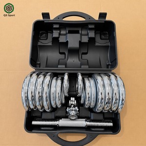 Ensemble d'haltères et de barres réglables portables 10-55 kg avec barre de curl et étui, équipement de musculation en fonte pour la maison - Product Image 5
