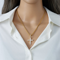 Pendentif Croix Personnalisé Europe États-Unis, Zirconium Complet, Style Hip-hop, Tendance, pour Hommes et Femmes, en Cuivre Électroplaqué