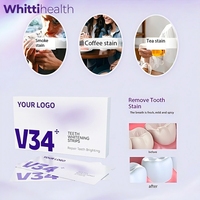 Tiras Blanqueadoras de Dientes Profesionales Premium V34, Blanqueamiento Suave, Sonrisa Brillante, Tiras Blancas, Blanqueamiento Dental, Empaque Personalizado en Caja