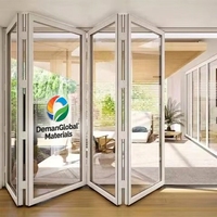 GREATMEN Porte pliante en aluminium et verre, série 75, luxe, robuste, à rupture de pont thermique, pour villa résidentielle, design moderne, double vitrage, économie d'énergie