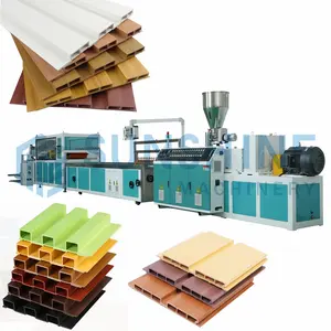 TV Background PVC Bamboo Wood Fiber Grille Great Wall Panel Extrusion Making Machine